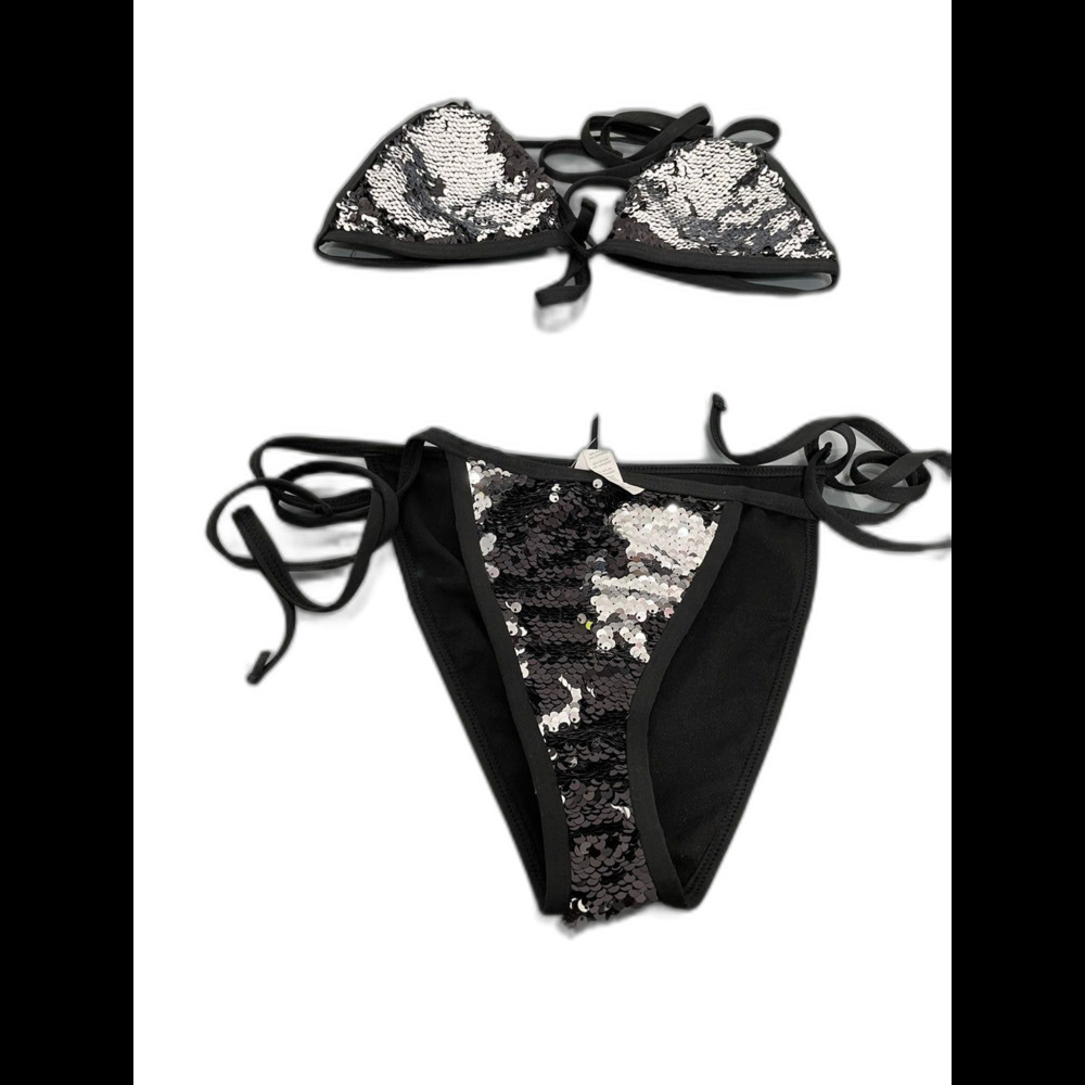 Fashion nova black and silver sequence Bikini L - Picture 2 of 6